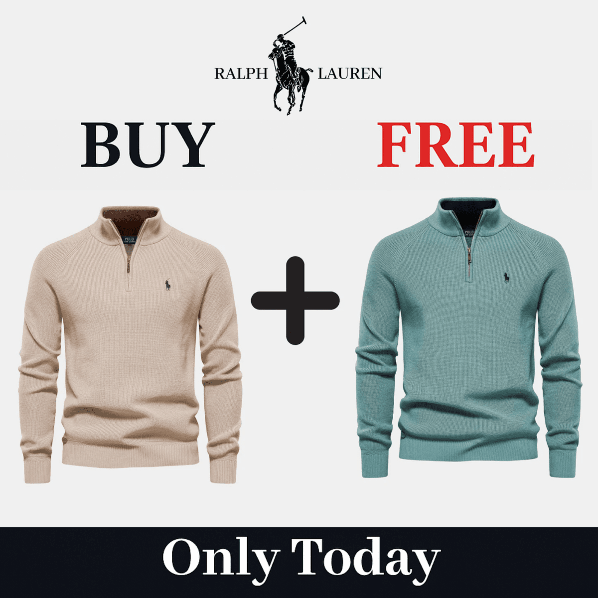 BUY 1, GET 2 - R&L 1+1 Zip Neck Sweater (CLEARANCE) - Vallum