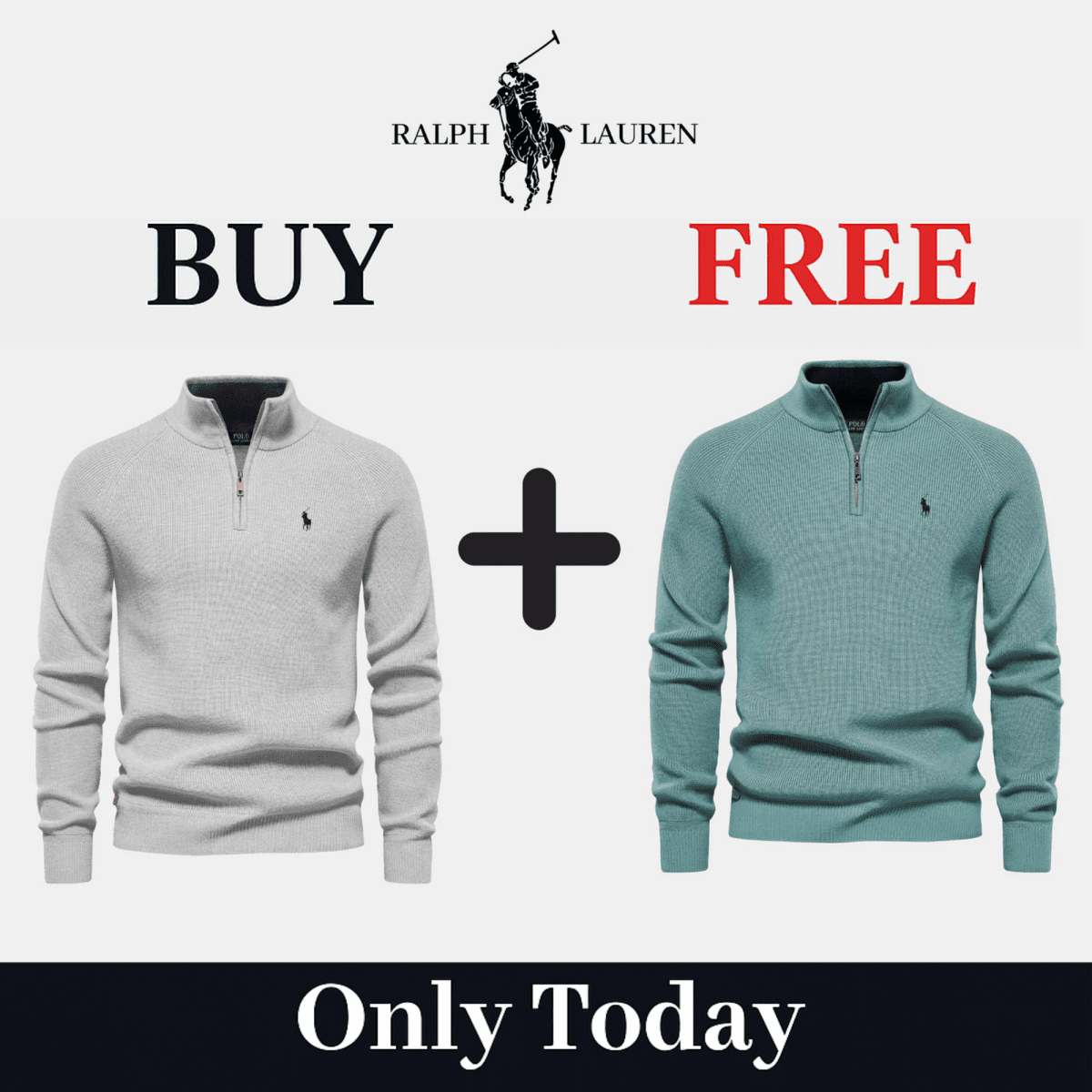BUY 1, GET 2 - R&L 1+1 Zip Neck Sweater (CLEARANCE) - Vallum