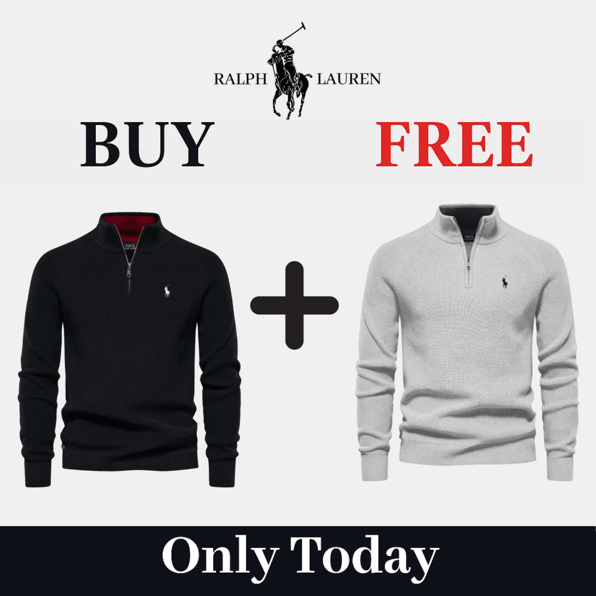 BUY 1, GET 2 - R&L 1+1 Zip Neck Sweater (CLEARANCE) - Vallum