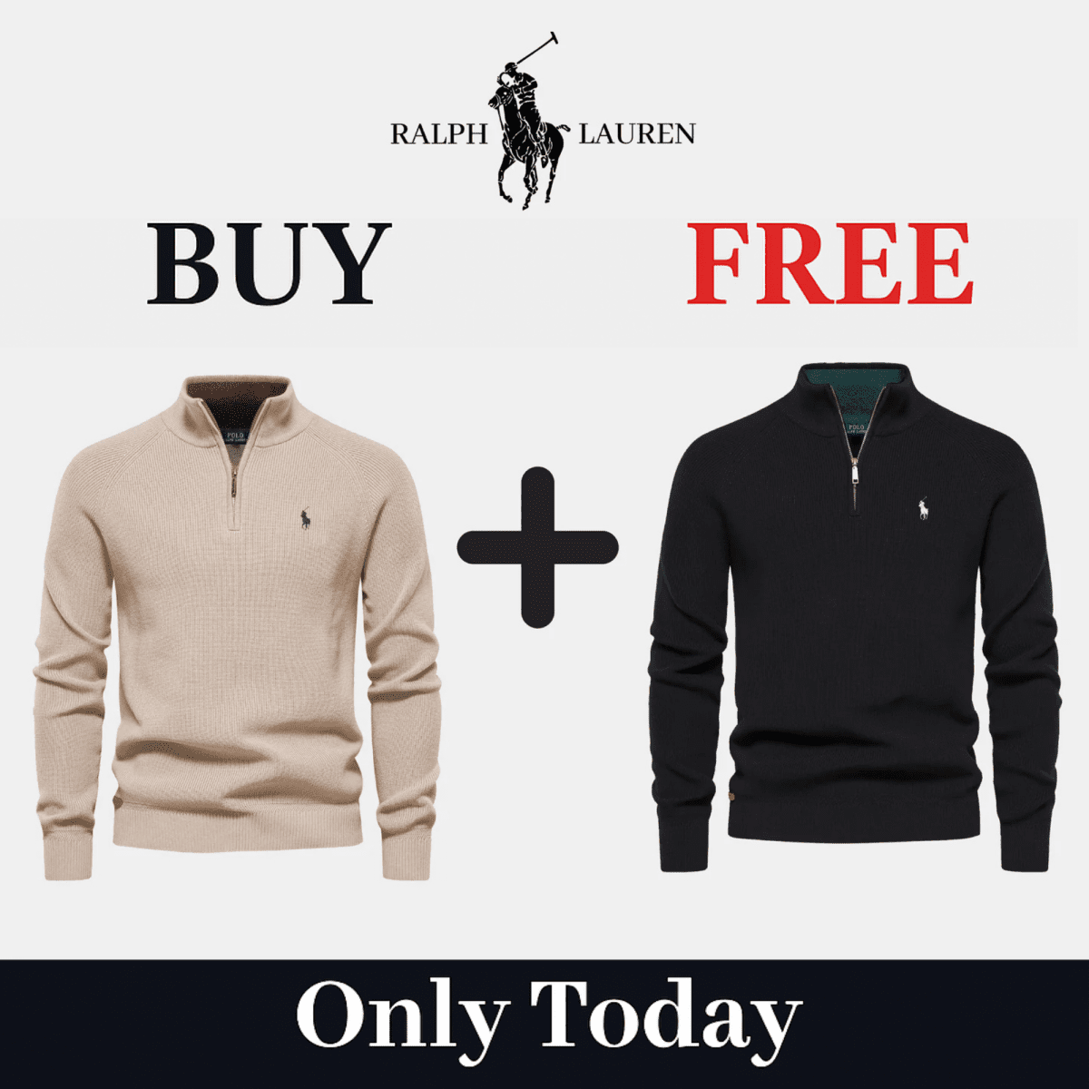 BUY 1, GET 2 - R&L 1+1 Zip Neck Sweater (CLEARANCE) - Vallum