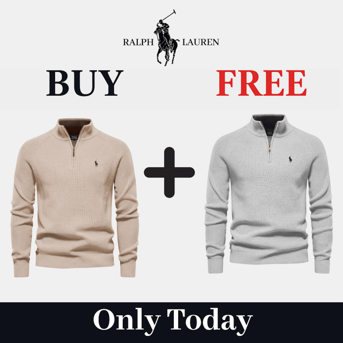 BUY 1, GET 2 - R&L 1+1 Zip Neck Sweater (CLEARANCE) - Vallum