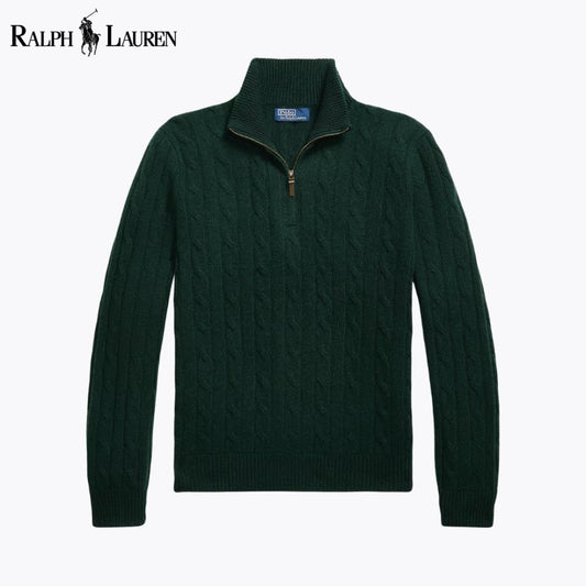 RL Cable - Knit Cashmere Quarter - Zip Jumper - Vallum