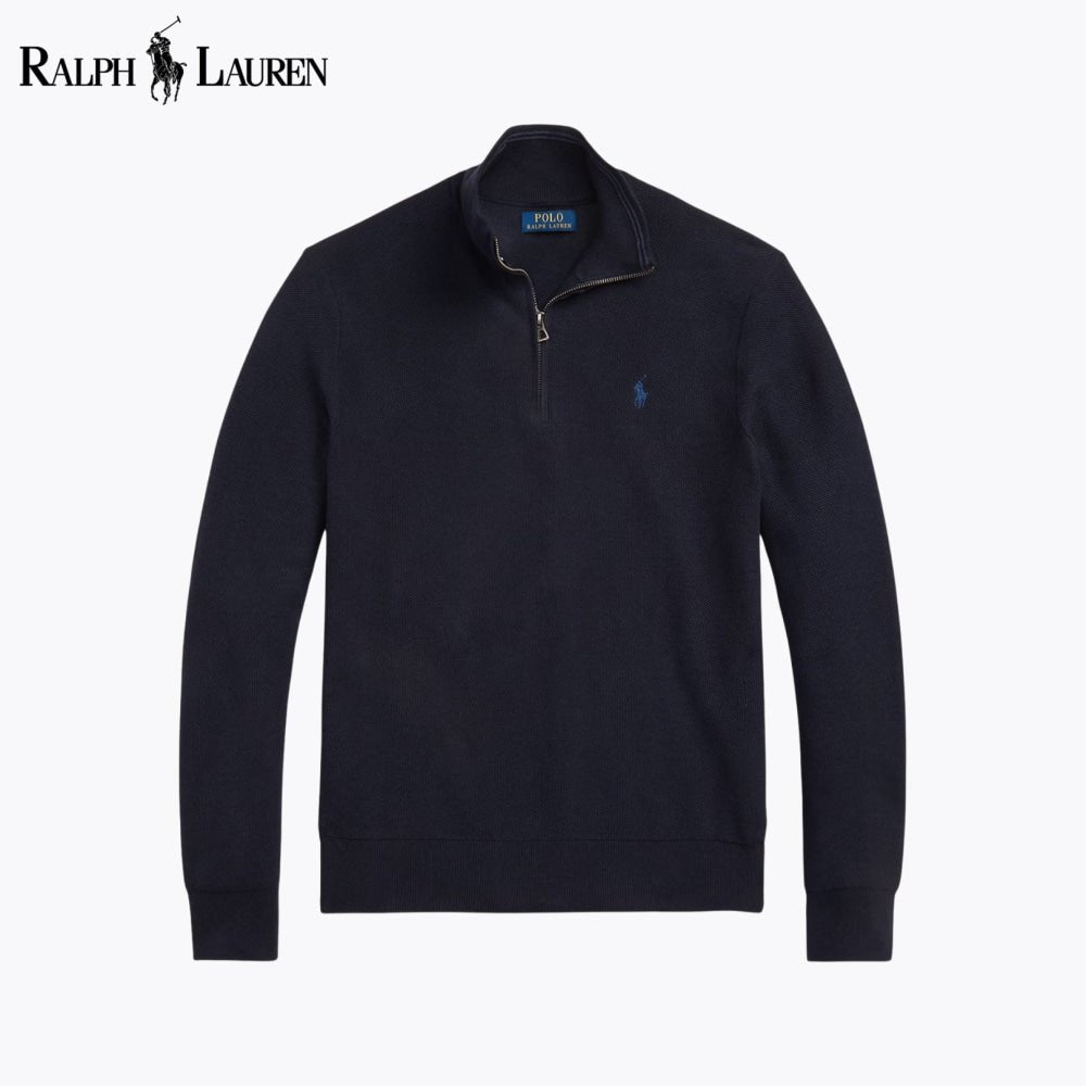 RL Mesh - Knit Cotton Quarter - Zip Sweater - Vallum
