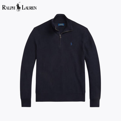 RL Mesh - Knit Cotton Quarter - Zip Sweater - Vallum