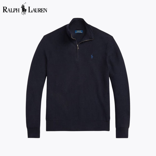RL Mesh - Knit Cotton Quarter - Zip Sweater - Vallum
