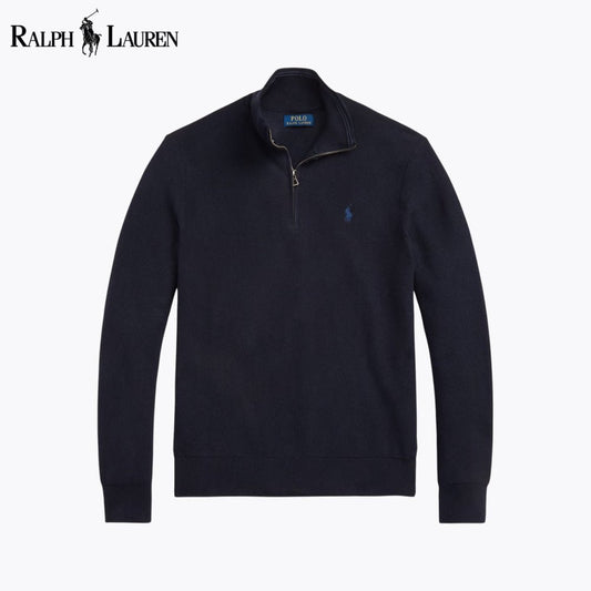 RL Mesh - Knit Cotton Quarter - Zip Sweater - Vallum