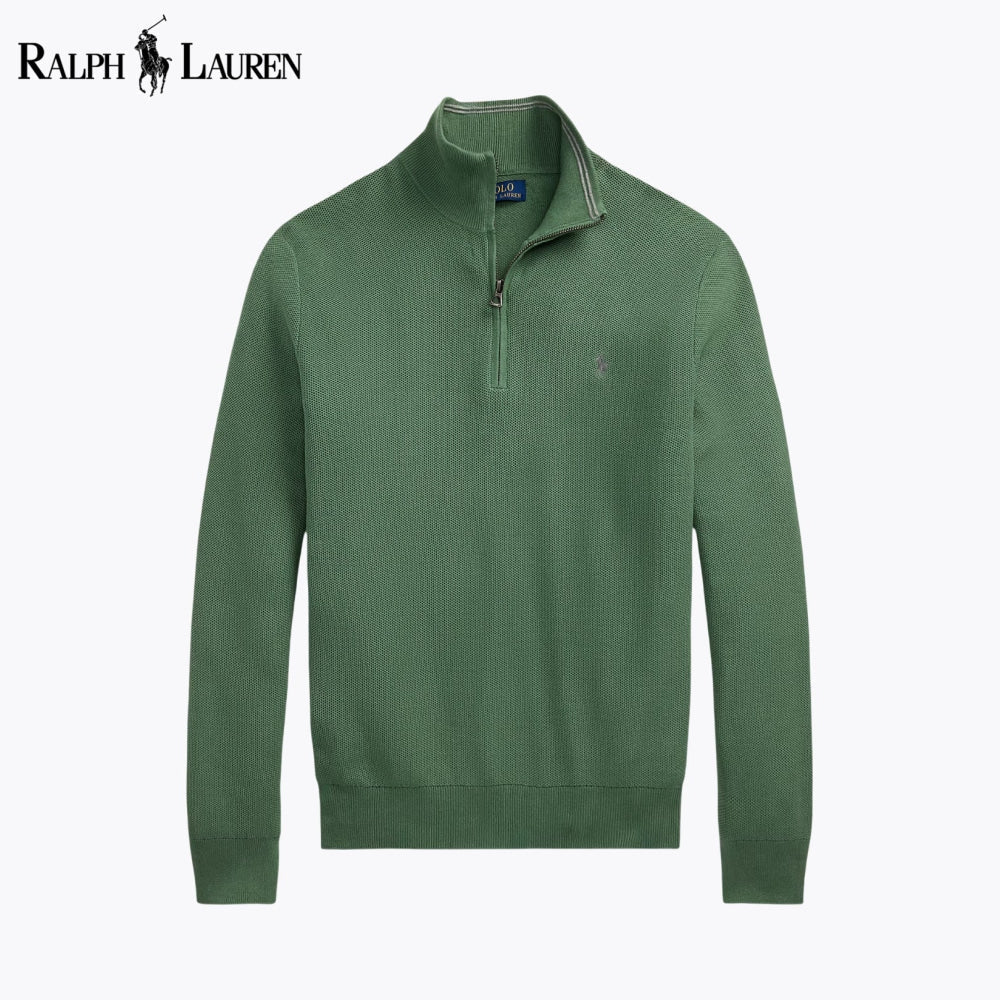 RL Mesh - Knit Cotton Quarter - Zip Sweater - Vallum