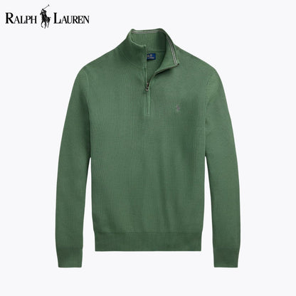 RL Mesh - Knit Cotton Quarter - Zip Sweater - Vallum