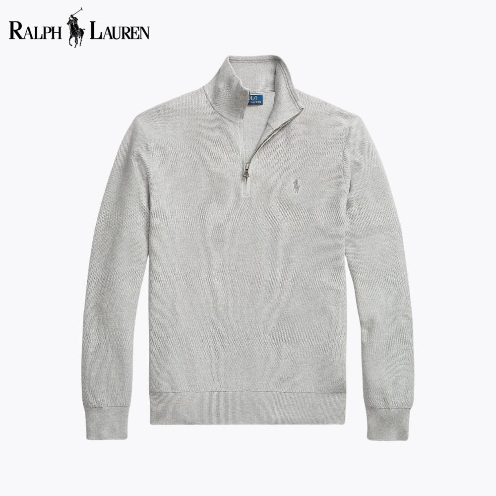 RL Mesh - Knit Cotton Quarter - Zip Sweater - Vallum