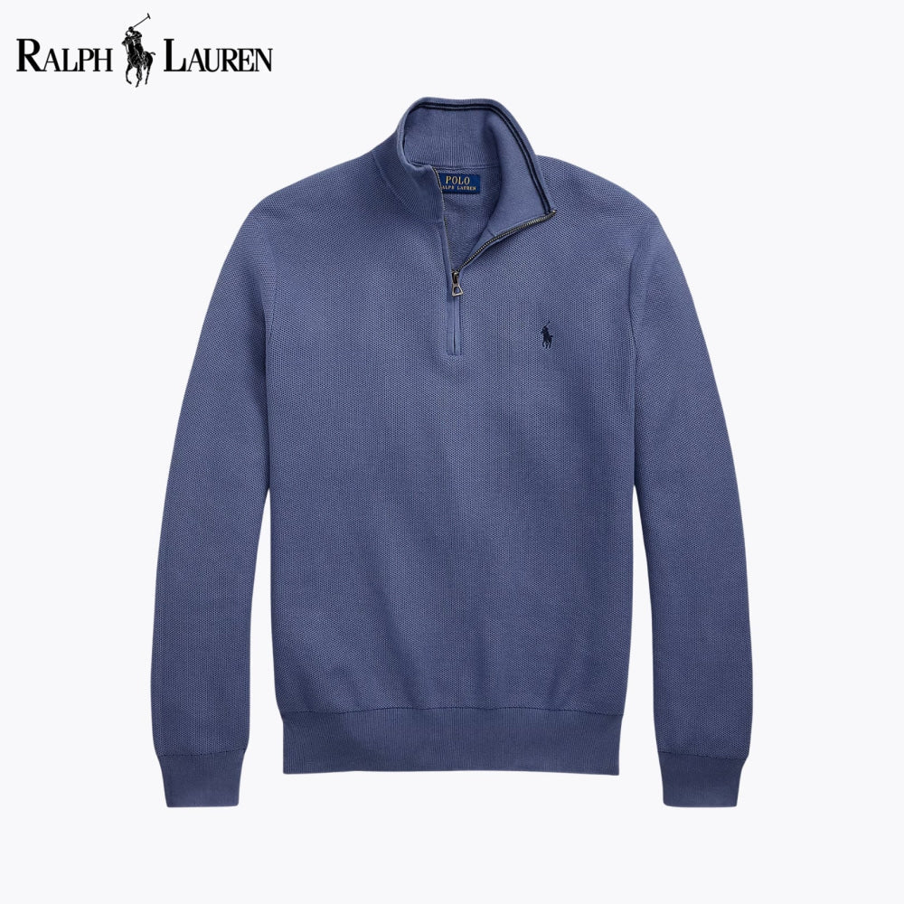 RL Mesh - Knit Cotton Quarter - Zip Sweater - Vallum