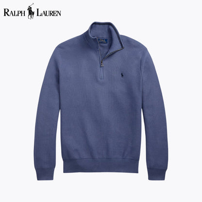 RL Mesh - Knit Cotton Quarter - Zip Sweater - Vallum