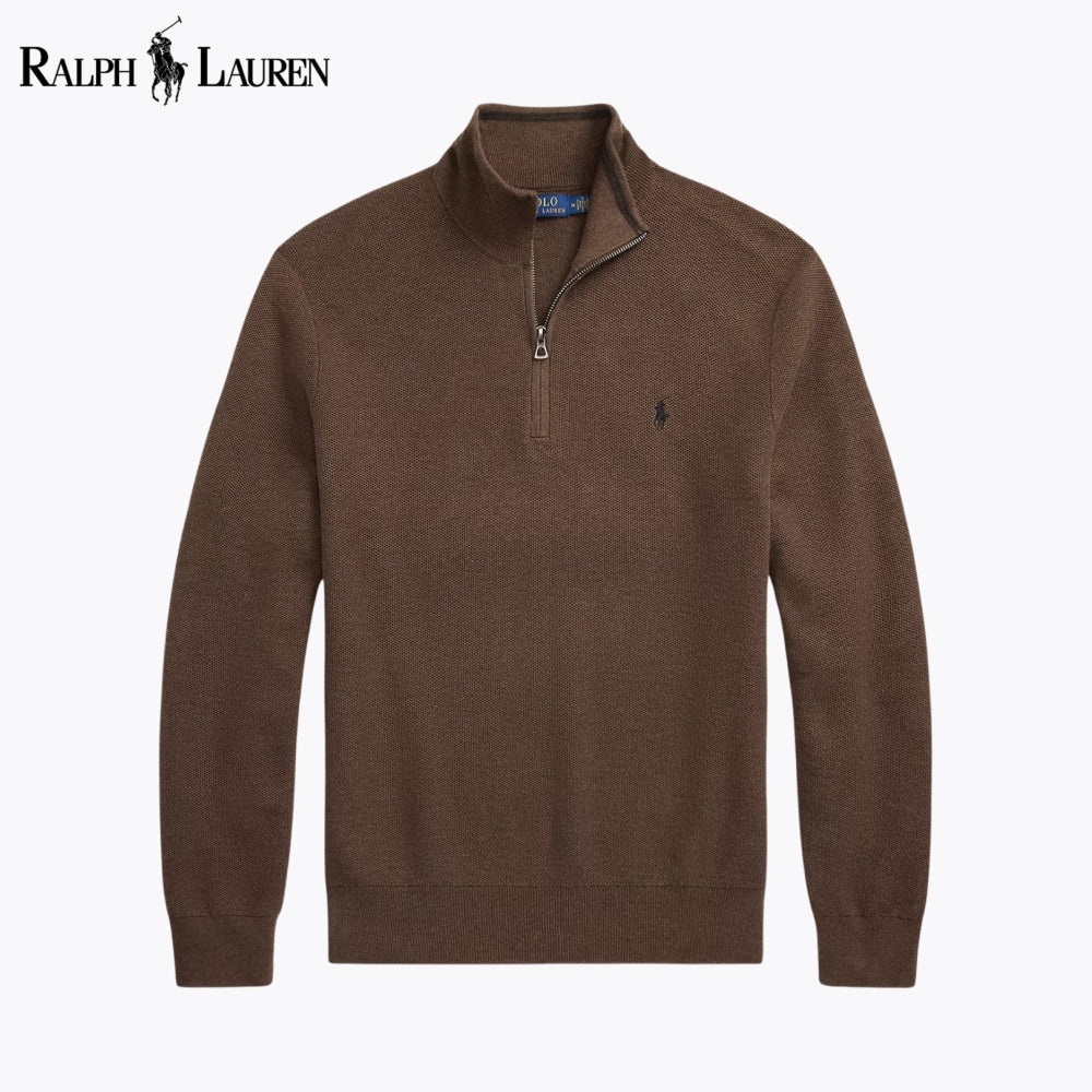 RL Mesh - Knit Cotton Quarter - Zip Sweater - Vallum