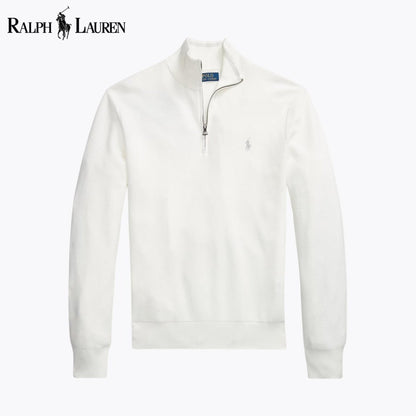 RL Mesh - Knit Cotton Quarter - Zip Sweater - Vallum