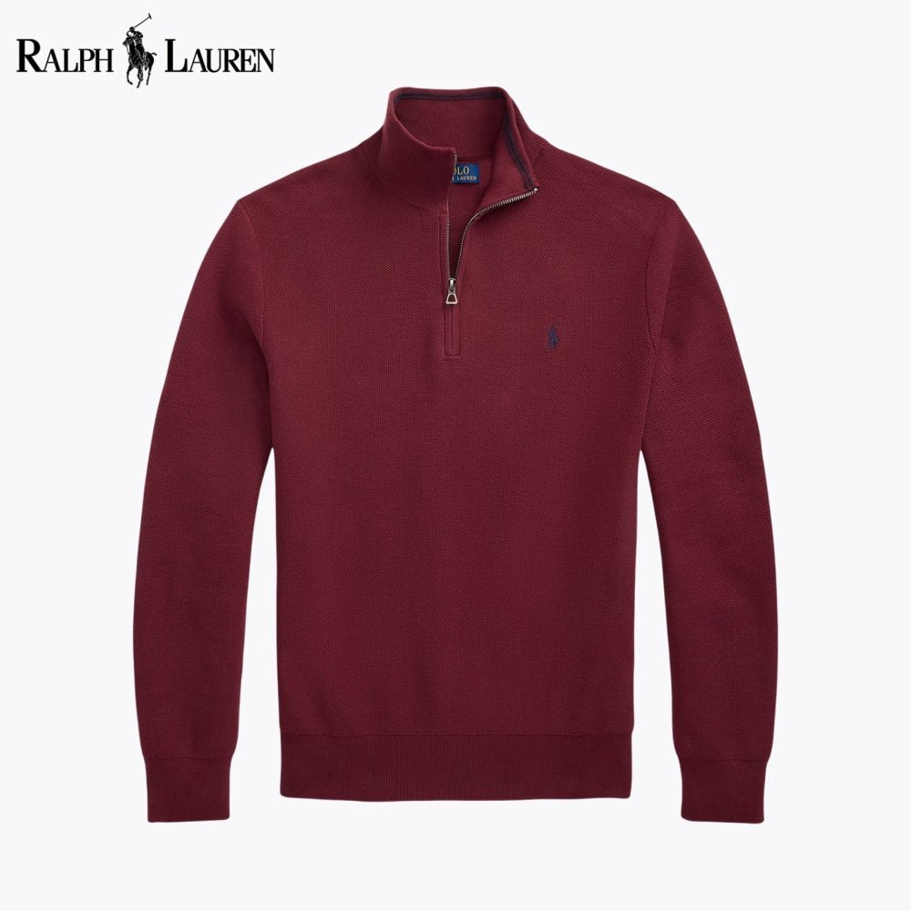 RL Mesh - Knit Cotton Quarter - Zip Sweater - Vallum