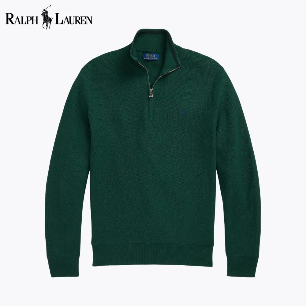 RL Mesh - Knit Cotton Quarter - Zip Sweater - Vallum
