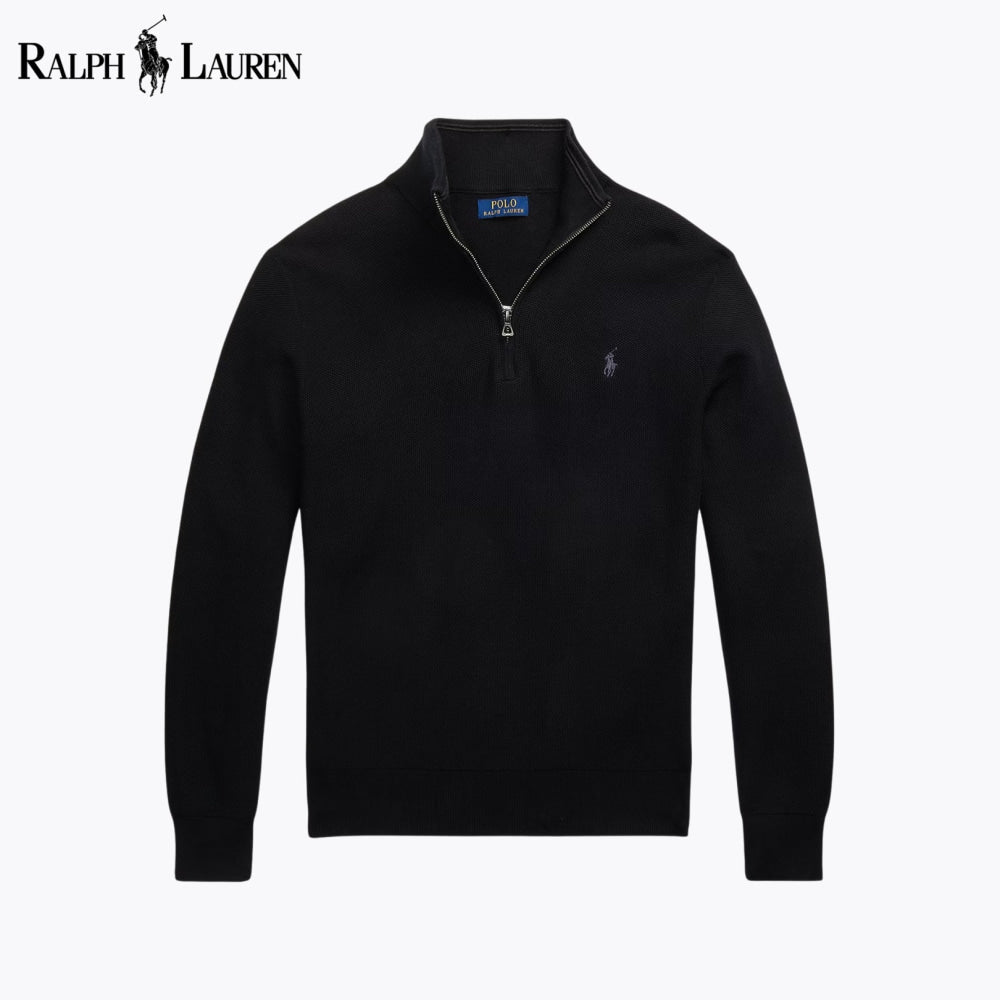 RL Mesh - Knit Cotton Quarter - Zip Sweater - Vallum